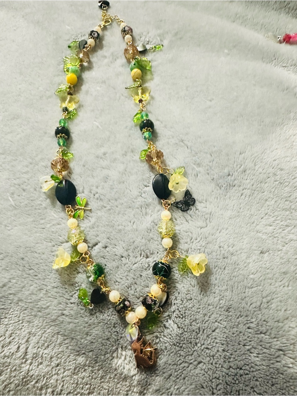 Handcrafted Dragon and  Floral Charm Women's Necklace